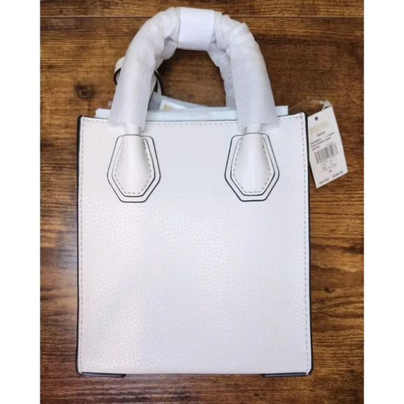 Michael Kors Mercer Extra Small Pebbled Leather Crossbody Bag Cream Minimalist - Picture 4 of 10